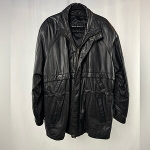 Vintage Wilson Leather Full Zip‎ Drawstring Waist Jacket in Black Size Large
